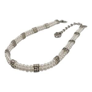 Brighton Lady Jane Silver Faux Pearl Choker Necklace